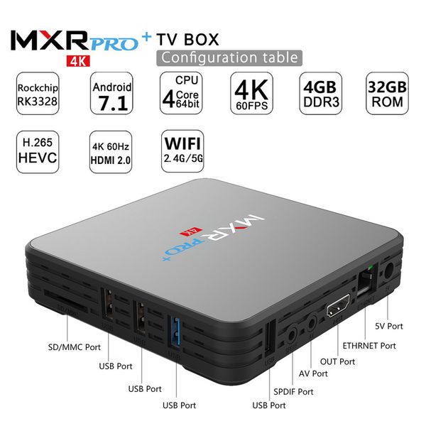 MXR PRO + Android 9.0 4GB RAM 32GB ROM Смарт 4K TV Box RK3318 Quad Core Digital Display 2.4G / 5G Wi-Fi BT4