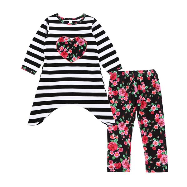 long sleeve flower girl clothing sets autumn floral heart stripe dress pants toddler girls clothes outfits 2pcs kids clothing set, White
long sleeve flower girl clothing sets autumn floral heart stripe dress pants toddler girls clothes outfits 2pcs kids clothing set, White