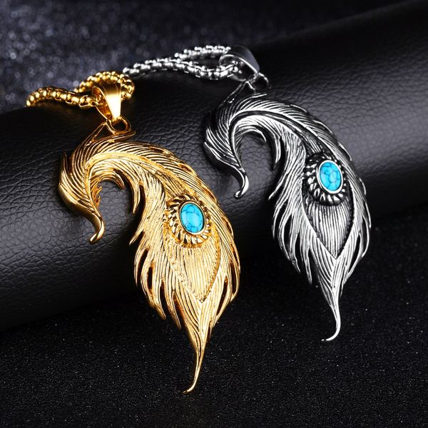 male personalized men necklaces vintage feather necklace for men stainless steel sliver/gold color box link chain, Silver
male personalized men necklaces vintage feather necklace for men stainless steel sliver/gold color box link chain, Silver