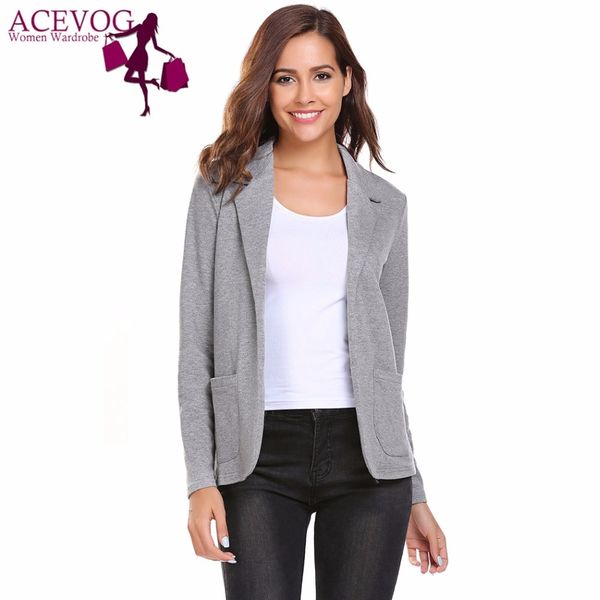 acevog women's blazer spring autumn casual solid notched slim coats fit ladies jacket pockets feminino suit plus size 3xl s18101303, White;black
acevog women's blazer spring autumn casual solid notched slim coats fit ladies jacket pockets feminino suit plus size 3xl s18101303, White;black