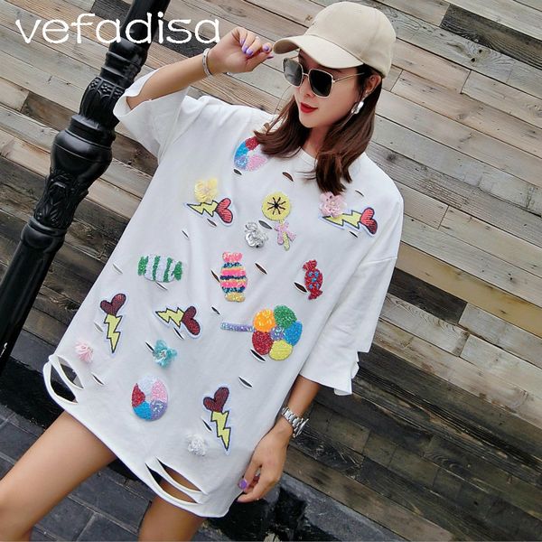 qing mo plus size t shirt 2018 women summer plus size white shirt with sequin short sleeve appliques hole t adq303
qing mo plus size t shirt 2018 women summer plus size white shirt with sequin short sleeve appliques hole t adq303