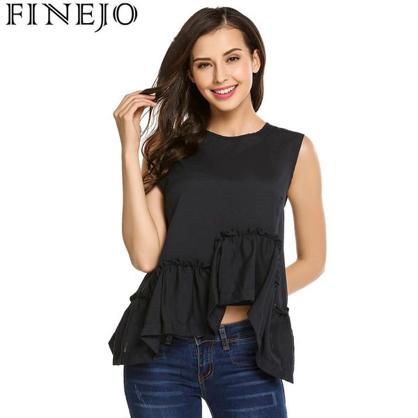 finejo ruffle casual o-neck sleeveless solid women asymmetrical wavy hem vest, White
finejo ruffle casual o-neck sleeveless solid women asymmetrical wavy hem vest, White