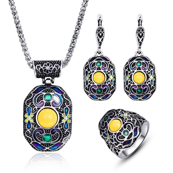 fashion alloy enamel flower necklace earrings ring jewelry set drops of glaze double color set women's retro fashion luxury jewelry sets
fashion alloy enamel flower necklace earrings ring jewelry set drops of glaze double color set women's retro fashion luxury jewelry sets