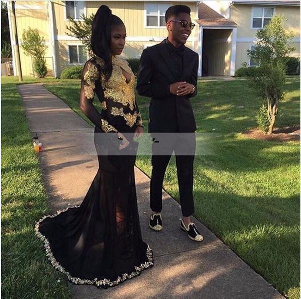 2018 new black chiffon gold lace appliqued mermiad prom dresses high neck sheer long sleeves formal evening party wear dresses
2018 new black chiffon gold lace appliqued mermiad prom dresses high neck sheer long sleeves formal evening party wear dresses