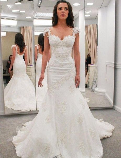 new arrival vestidos de novia spaghetti straps lace wedding dresses full lace appliques backless court train mermaid bridal gowns, White
new arrival vestidos de novia spaghetti straps lace wedding dresses full lace appliques backless court train mermaid bridal gowns, White