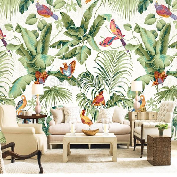 

custom mural wallpaper european style tropical rainforest flower bird painting wall covering living room bedroom p wallpaper