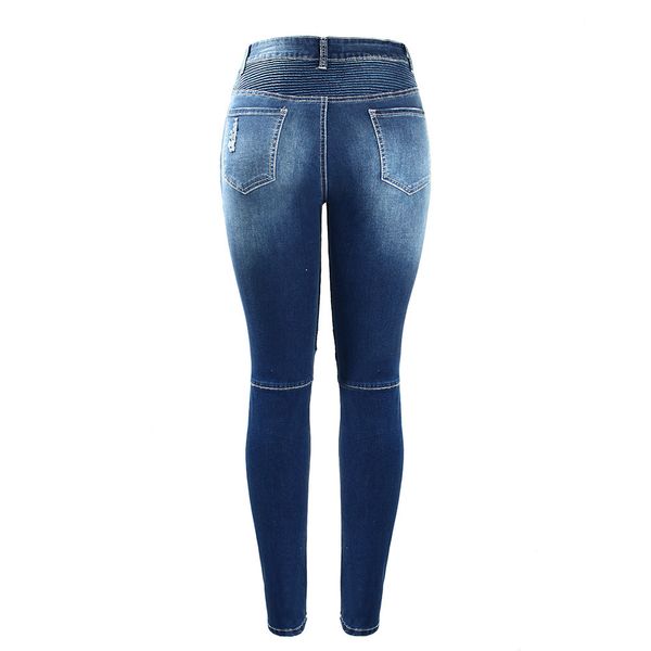 pleated women`s motorcycle biker zip mid high waist stretch denim skinny pants motor vintage jeans for women elastic jeans, Blue
pleated women`s motorcycle biker zip mid high waist stretch denim skinny pants motor vintage jeans for women elastic jeans, Blue