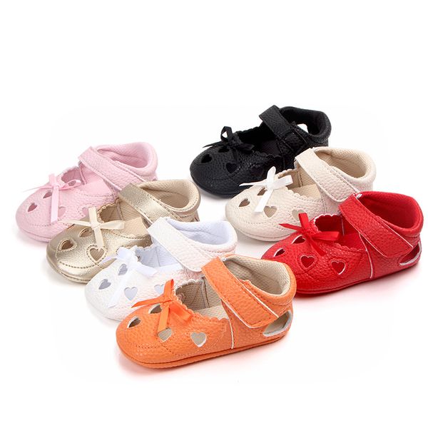 

Newborn Baby Girls Leather Sandals Toddler Prewalkers Summer Kids Soft Crib Sole Shoes Girls First Walkers Shoes, Orange