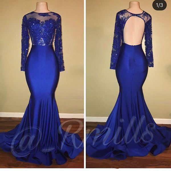 2018 New Royal Blue Prom Dresses Sexy Backless Mermaid Elastic Satin Appliques Beaded Formal Evening Dresses Arabic Dresses
2018 New Royal Blue Prom Dresses Sexy Backless Mermaid Elastic Satin Appliques Beaded Formal Evening Dresses Arabic Dresses