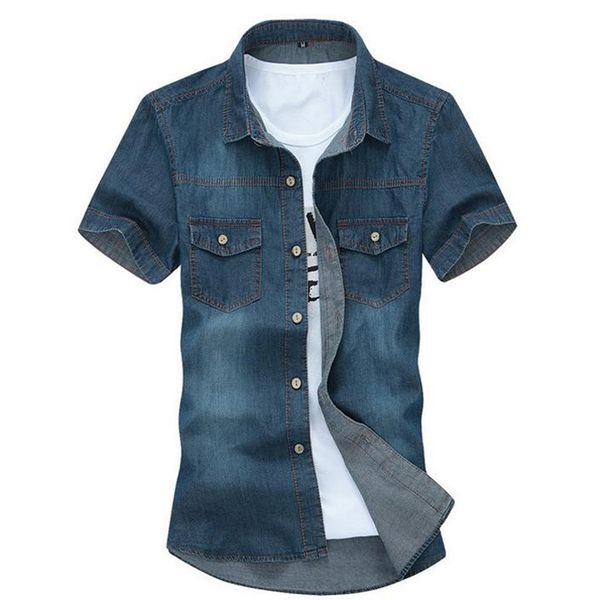 men 's solid short -sleeved shirt male casual comfortable korean style polyester turn -down collar denim shirts, White;black
men 's solid short -sleeved shirt male casual comfortable korean style polyester turn -down collar denim shirts, White;black