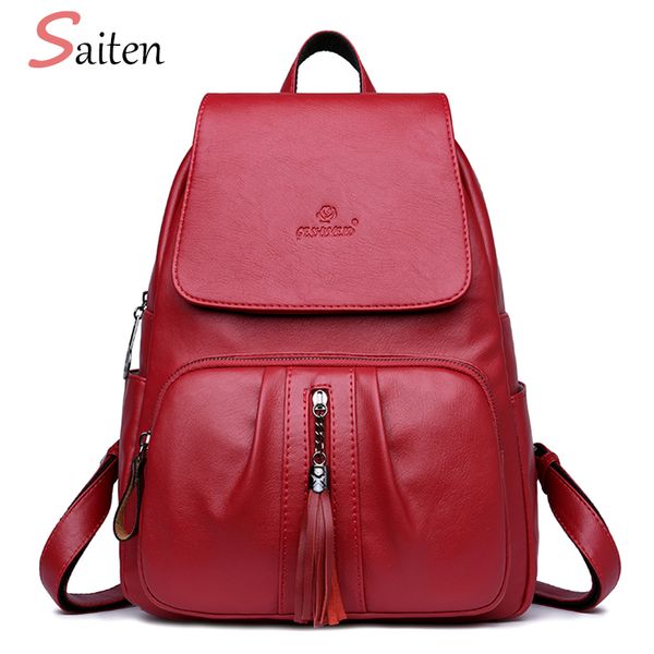 saiten tassel women's backpacpu leather backpack female solid school bags for girl vintage casual
saiten tassel women's backpacpu leather backpack female solid school bags for girl vintage casual