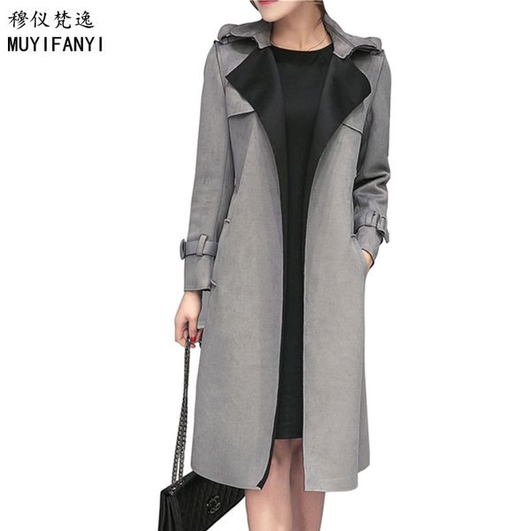 new autumn women trench coat cardigan vintage belted elelady slim suede long trench coat plus size windbreaker outwear, Tan;black
new autumn women trench coat cardigan vintage belted elelady slim suede long trench coat plus size windbreaker outwear, Tan;black