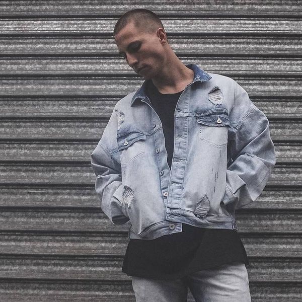 mens washed jean jackets light blue broken denim jacket street style scartched kanye clothes m - xl, Black;brown
mens washed jean jackets light blue broken denim jacket street style scartched kanye clothes m - xl, Black;brown