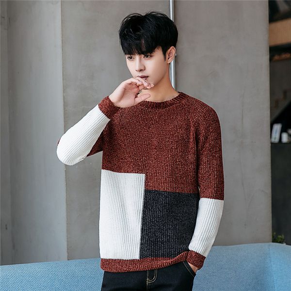 streetwear male sweaters hit color patchwork mens sweater round neck knitted long sleeve pullover keep warm male sweaters, White;black
streetwear male sweaters hit color patchwork mens sweater round neck knitted long sleeve pullover keep warm male sweaters, White;black