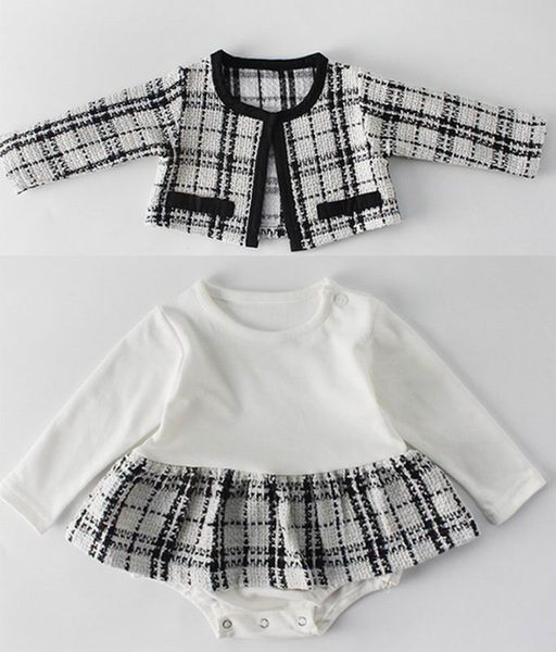 retail 2019 spring new baby girl gentlewomen clothing sets plaid coat+long sleeve romper outfits kids clothing 0-2t e86005, White
retail 2019 spring new baby girl gentlewomen clothing sets plaid coat+long sleeve romper outfits kids clothing 0-2t e86005, White