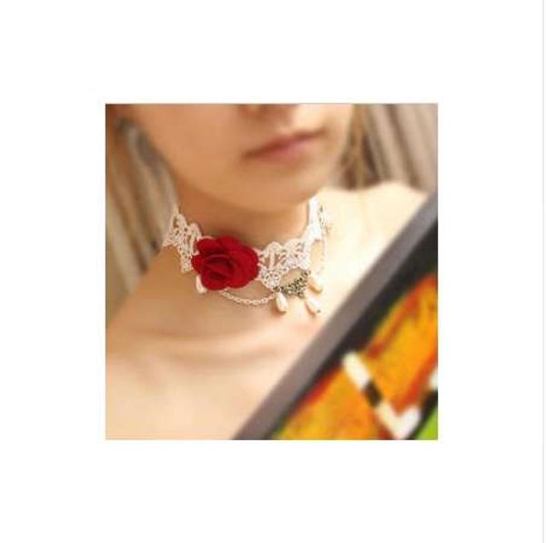 gothic party choker necklace collier lace rose simulated pearl fake collar necklace wholesale, Blue;red
gothic party choker necklace collier lace rose simulated pearl fake collar necklace wholesale, Blue;red