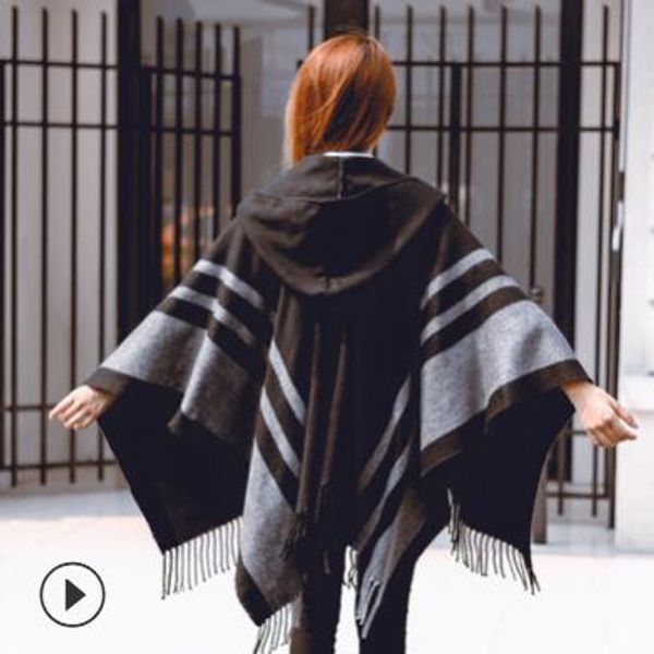 winter scarf for ladies cape cape with hat warm fringed scarf shawl dual thick overlength cape, Blue;gray
winter scarf for ladies cape cape with hat warm fringed scarf shawl dual thick overlength cape, Blue;gray