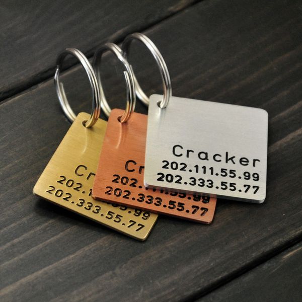 personalized pet id tag - metal dog tag hand stamped id custom name and phone numbers
personalized pet id tag - metal dog tag hand stamped id custom name and phone numbers