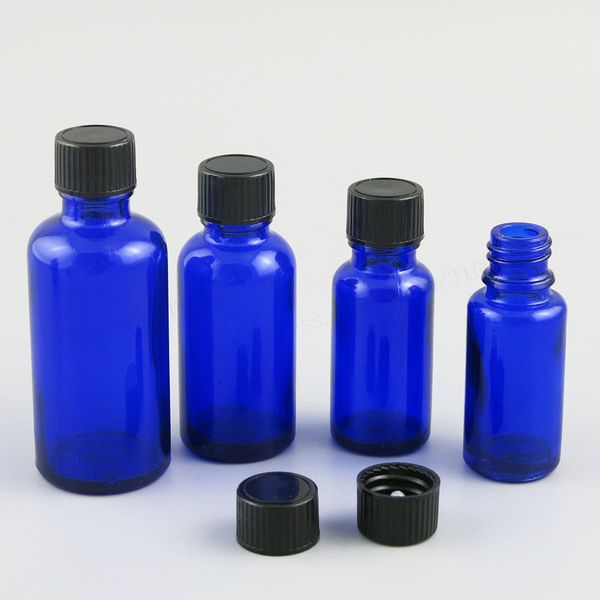 200 X 5ml 10ml 15ml 20ml 30ml 50ml 100ml Cobalt Blue Glass Bottle With Black Phenolic Cone Cap 1oz Blue Cosmetic Containers