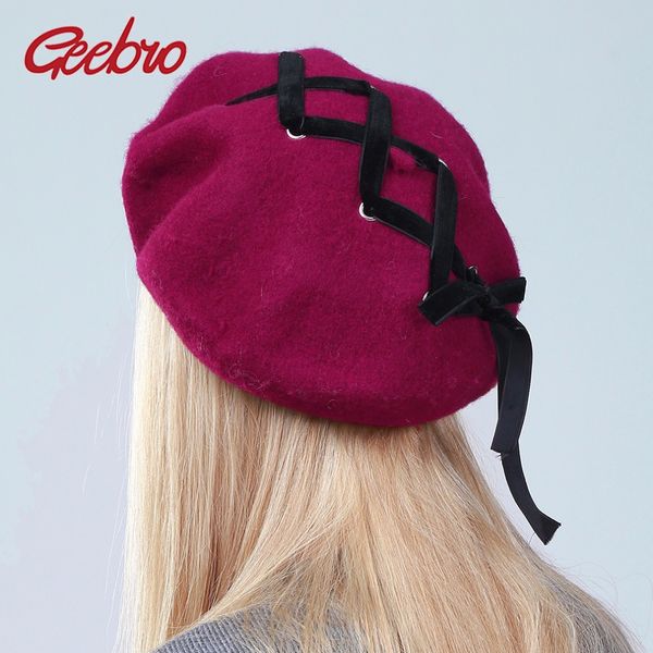 geebro winter women's beret hats vintage soft straps cross bow tie beret for girls ladies wool plain color berets gs103, Blue;gray
geebro winter women's beret hats vintage soft straps cross bow tie beret for girls ladies wool plain color berets gs103, Blue;gray