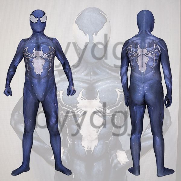 

venom symbiote spiderman cosplay costume lycra zentai cosplay halloween party suit delivery, Black;red