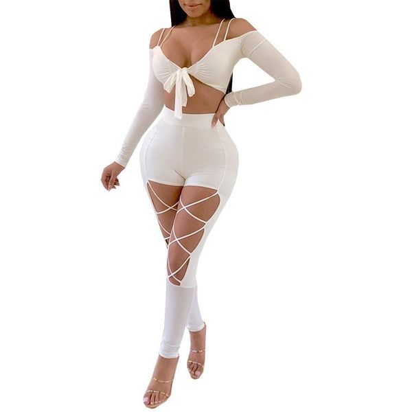 women sets long sleeves v neck crop and hollow out long pants summer women club party sets ws8773e, White
women sets long sleeves v neck crop and hollow out long pants summer women club party sets ws8773e, White