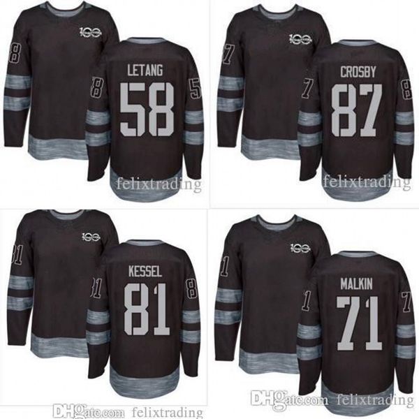 2017 Centennial Classic Jersey 100 Anniversary Patch 58 Kris Letang 71 Evgeni Malkin 81 Phil Kessel 87 Sidney Crosby