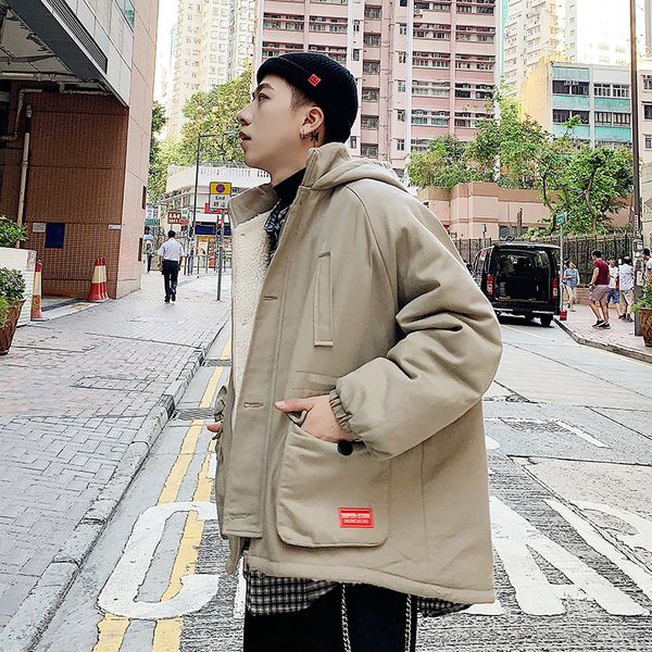 autumn and new fashion trend small fresh japanese retro lambskin thickening tool coat winter hooded jacket cotton clothing, Black
autumn and new fashion trend small fresh japanese retro lambskin thickening tool coat winter hooded jacket cotton clothing, Black