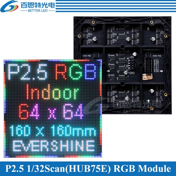 

160*160mm 64*64 pixels 1/32 scan 3in1 rgb p2.5 indoor full color led display module