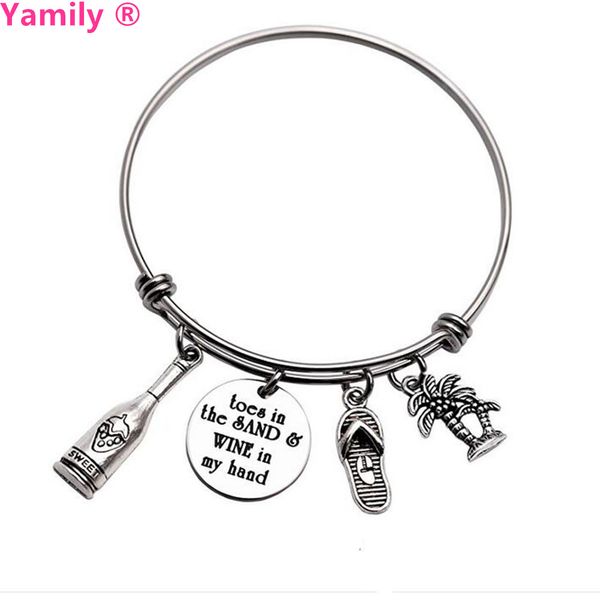 yamily 1pcs/ toes in the sand wine in my hand bangle beach wine my hand charm bracelet ocean beach lover bangle, Black
yamily 1pcs/ toes in the sand wine in my hand bangle beach wine my hand charm bracelet ocean beach lover bangle, Black