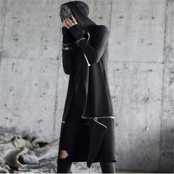 men high street fashion hip hop hooded trench coat punk style male casual long cardigan windbreaker jacket, Tan;black
men high street fashion hip hop hooded trench coat punk style male casual long cardigan windbreaker jacket, Tan;black