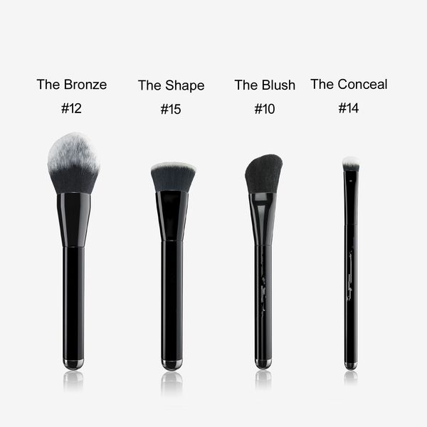 

mj bronze bronzer brush 12 angled blush 10 the conceal 14 shape contour 15- box package powder concealer foundation beauty makeup brushes
