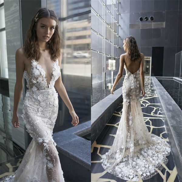 julie vino 2019 mermaid wedding dresses 3d floral applique lace backless spaghetti neck bridal gowns custom made, White
julie vino 2019 mermaid wedding dresses 3d floral applique lace backless spaghetti neck bridal gowns custom made, White