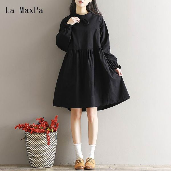 japanese mori girl dress 2018 spring new women literary loose stand collar bowknot black color cotton linen dress robe vestidos, White;black
japanese mori girl dress 2018 spring new women literary loose stand collar bowknot black color cotton linen dress robe vestidos, White;black