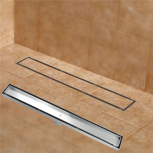 

304 stainless steel 60cm tile insert rectangular linear anti-odor floor drain bathroom hardware invisible shower 11-208