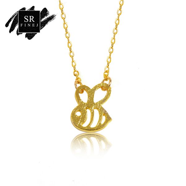 

sr:finej 1pc fashion jewelry bumble bee necklace shaped cute insect charm pendant long necklace for women girls kolye colar, Silver