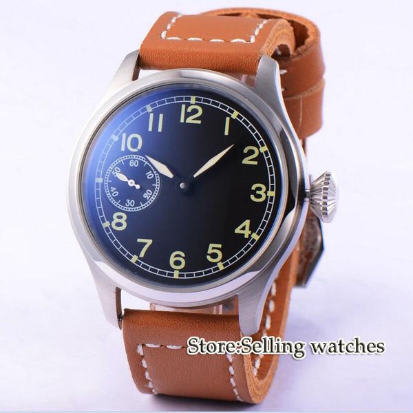 47mm black dial seagull 6497 movement hand winding mens luxury watch, Slivery;brown
47mm black dial seagull 6497 movement hand winding mens luxury watch, Slivery;brown