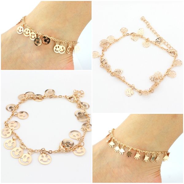 womens gold color 3 styles rose flower palm smile face anklet bracelet fashion foot jewelry accessories d940l, Red;blue
womens gold color 3 styles rose flower palm smile face anklet bracelet fashion foot jewelry accessories d940l, Red;blue