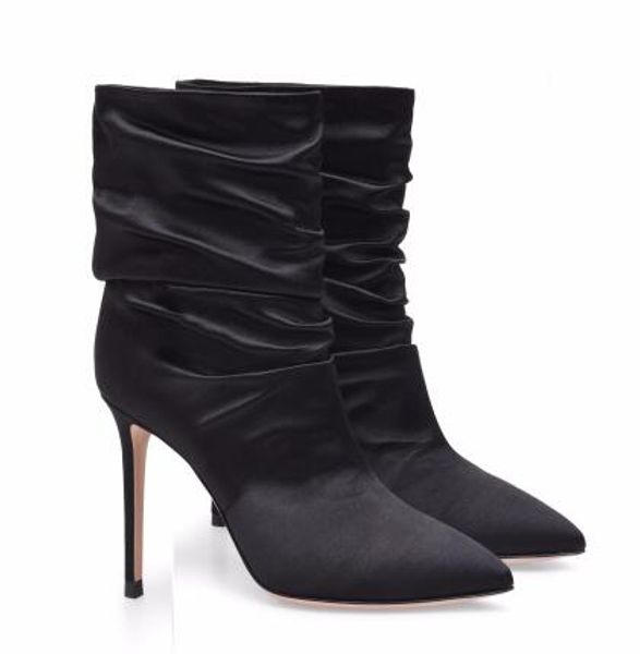 women white high heel slouch boots black satin ankle booties pointed toe slip on wrinkled stylish short boots evening pumps
women white high heel slouch boots black satin ankle booties pointed toe slip on wrinkled stylish short boots evening pumps