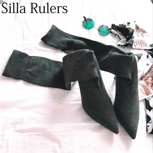 silla rulers 2018 elastic over the lnee boots woman thin heel women boots slip on pointed toe elastic knitted socks, Black
silla rulers 2018 elastic over the lnee boots woman thin heel women boots slip on pointed toe elastic knitted socks, Black