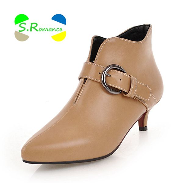 s.romance women ankle boots woman autumn shoes spike heels 2018 new pointed toe large buckle size 34-43 short plush sb256, Black
s.romance women ankle boots woman autumn shoes spike heels 2018 new pointed toe large buckle size 34-43 short plush sb256, Black