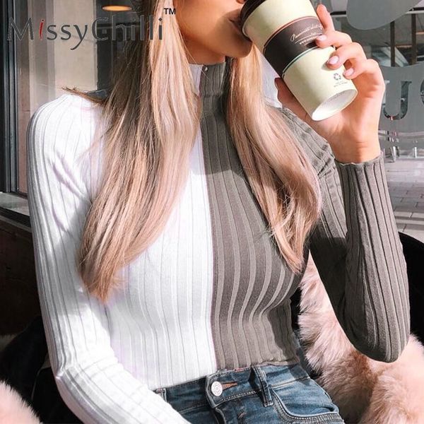 missychilli turtleneck patchwork sweater shirt women white grey autumn winter jumper party casual combine sweater top, White;black
missychilli turtleneck patchwork sweater shirt women white grey autumn winter jumper party casual combine sweater top, White;black