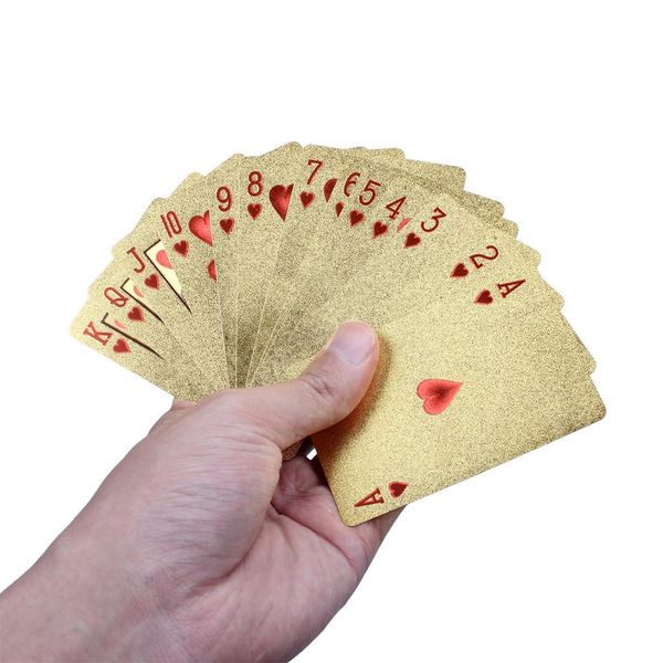

Игральные карты для покера с золотой фольгой 24K Каратная игра в карты для покера с