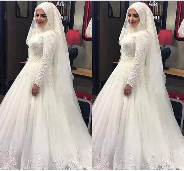 lace high neck muslim wedding dresses 2018 with long sleeve floor length pleats applique bridal gowns custom made wedding gowns, White
lace high neck muslim wedding dresses 2018 with long sleeve floor length pleats applique bridal gowns custom made wedding gowns, White