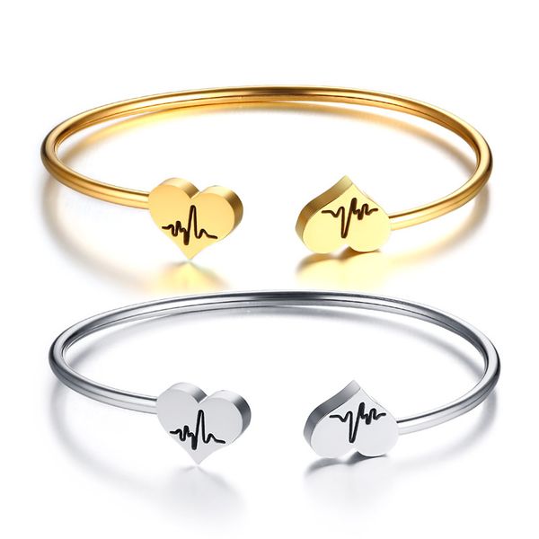 heart charms cardiogram bangle for women cuff bracelets heart beat stainless steel trendy elegant female jewelry pulseira, White
heart charms cardiogram bangle for women cuff bracelets heart beat stainless steel trendy elegant female jewelry pulseira, White