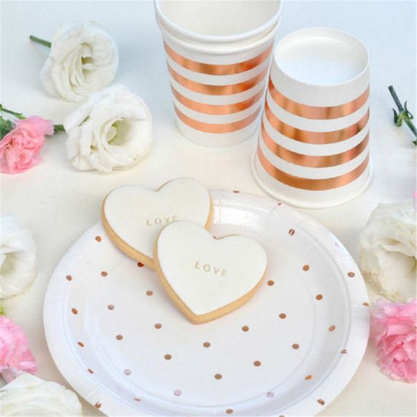 paper disposable plates cups rose gold dot pattern for afternoon cake candy wedding birthday party 7/9 inch 270 ml 1 pack
paper disposable plates cups rose gold dot pattern for afternoon cake candy wedding birthday party 7/9 inch 270 ml 1 pack