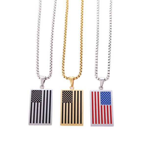 stainless steel american style usa flag dog tag pendant necklace for men in gold and silver
stainless steel american style usa flag dog tag pendant necklace for men in gold and silver