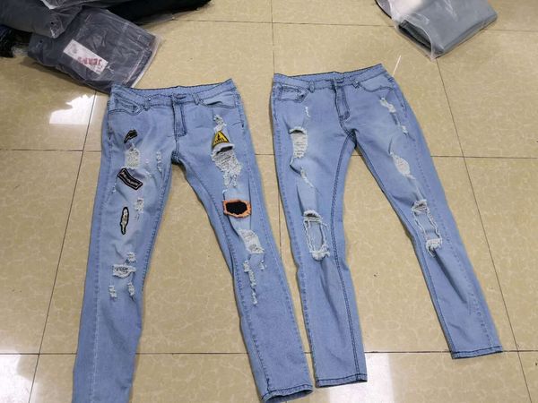 pot cross-border exclusive for men's fashion straight hole hole men's light blue jeans repair style 2006
pot cross-border exclusive for men's fashion straight hole hole men's light blue jeans repair style 2006