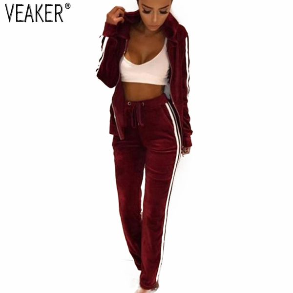 2018 autumn women casual tracksuit two pieces zipper hoodies sweatpants suits female striped velvet tracksuits sweatshirts, Gray
2018 autumn women casual tracksuit two pieces zipper hoodies sweatpants suits female striped velvet tracksuits sweatshirts, Gray
