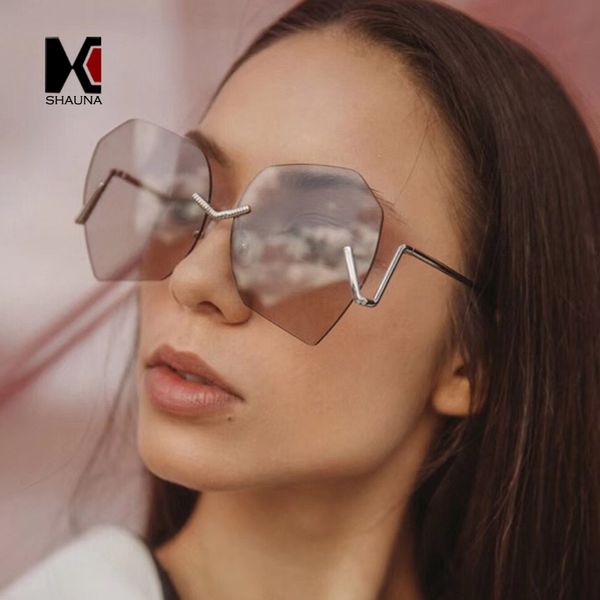 shauna oversize irregular women rimless sunglasses unique men clear purple lens glasses uv400, White;black
shauna oversize irregular women rimless sunglasses unique men clear purple lens glasses uv400, White;black